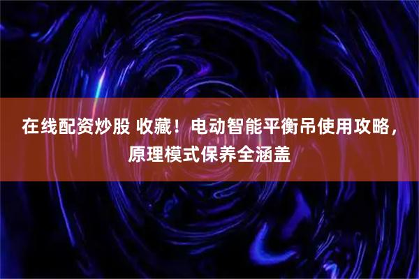 在线配资炒股 收藏！电动智能平衡吊使用攻略，原理模式保养全涵盖