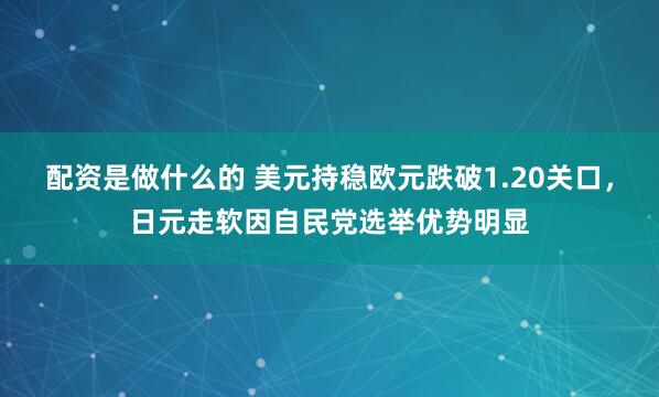 配资是做什么的 美元持稳欧元跌破1.20关口，日元走软因自民党选举优势明显